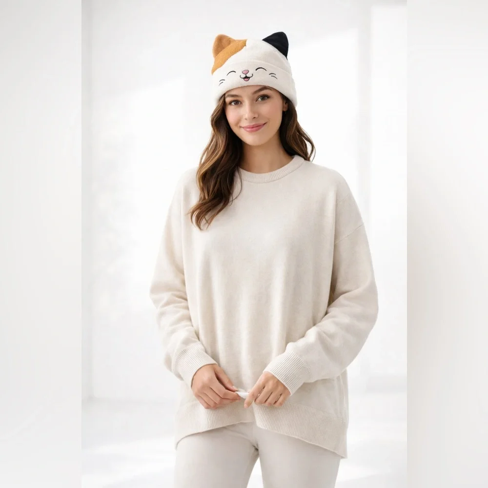 Squishmallows Cam Cat Beanie Hat Calico Cozy Soft Winter Cute Kawaii Unisex OSFM